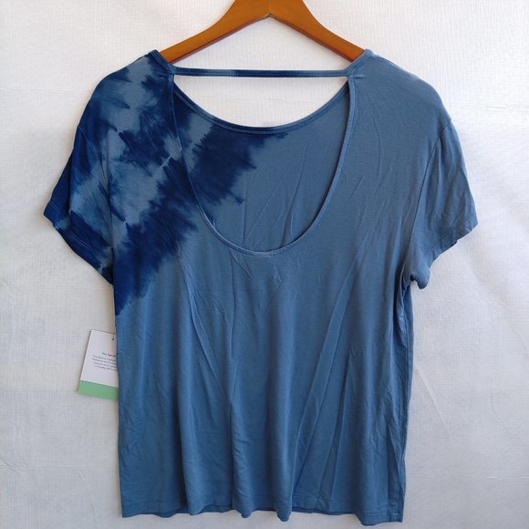 Women's Blue Tie Dye Relaxed Fir Short Sleeve Tee - Joy Lab - Picture 3 of 4